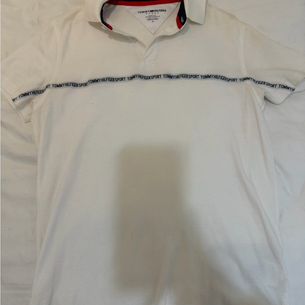 Tommy Hilfiger Sport White Polo Shirt with Navy Accents